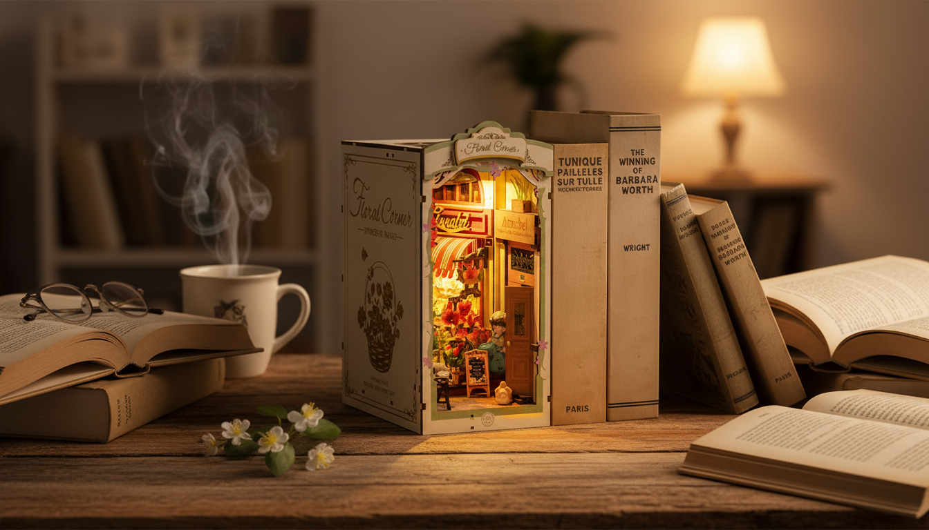 Floral Corner Book Nook: DIY Wooden Shelf Garden