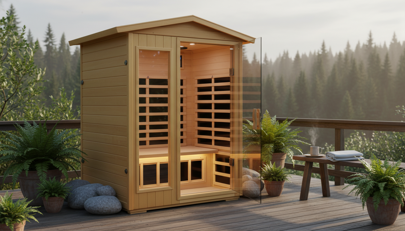 Outdoor 2-Person Infrared Sauna: Basswood, Low-EMF